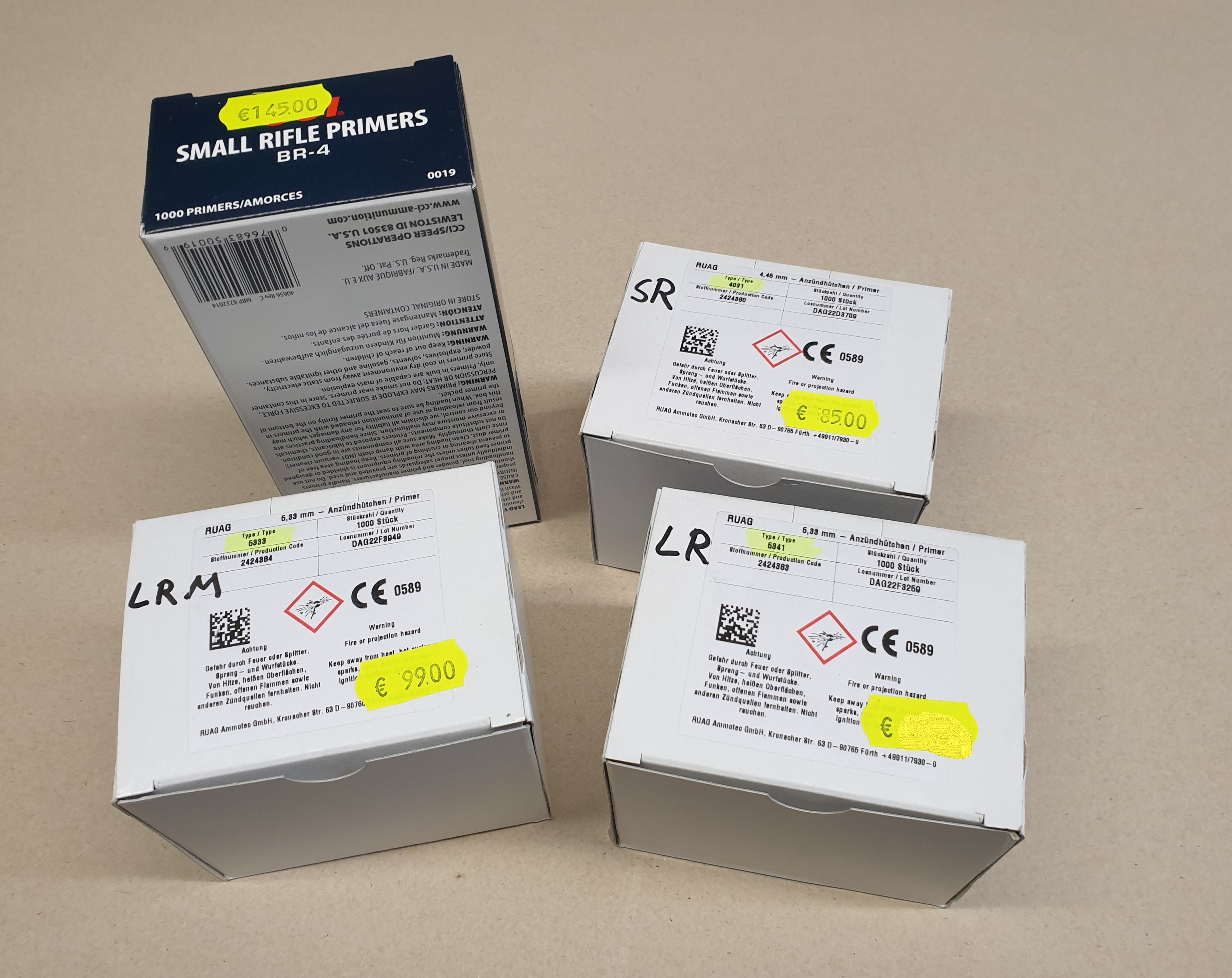 Zündhütchen verschiedene Hersteller 1000 Stück Zündhütchen verschiedene Hersteller pro 1000 Stück