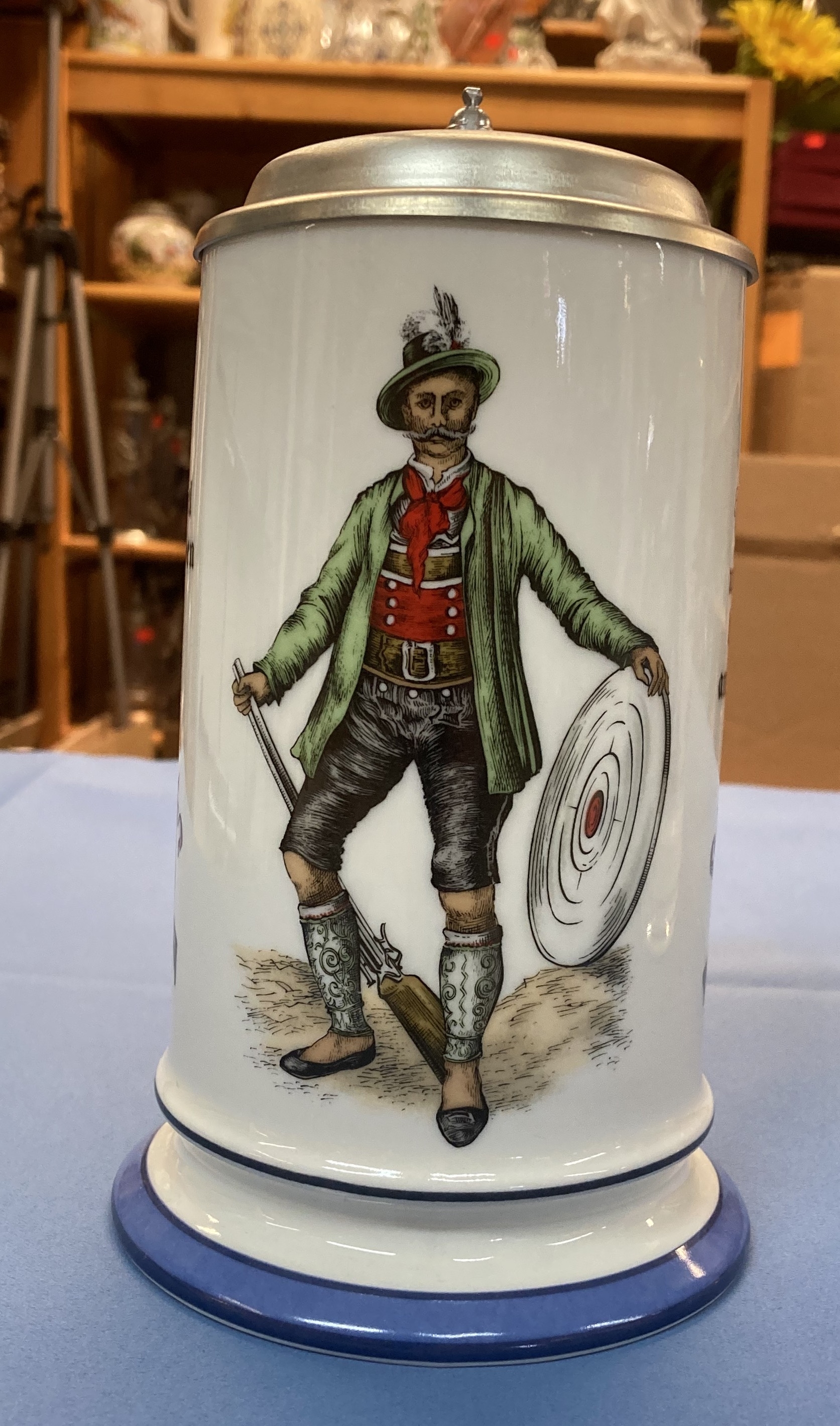 Schützenkrug mit Zinndeckel 18cm