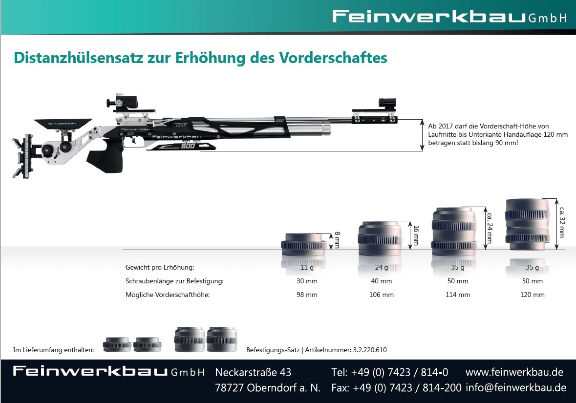 FWB Distanzhülsensatz zur Erhöhung des Vorderschaftes Feinwerkbau Distanzhülsensatz zur Erhöhung des Vorderschaftes