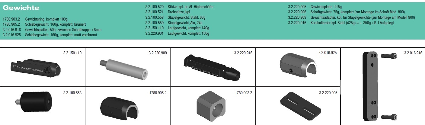 FWB 800 Gewichte Übersicht 2